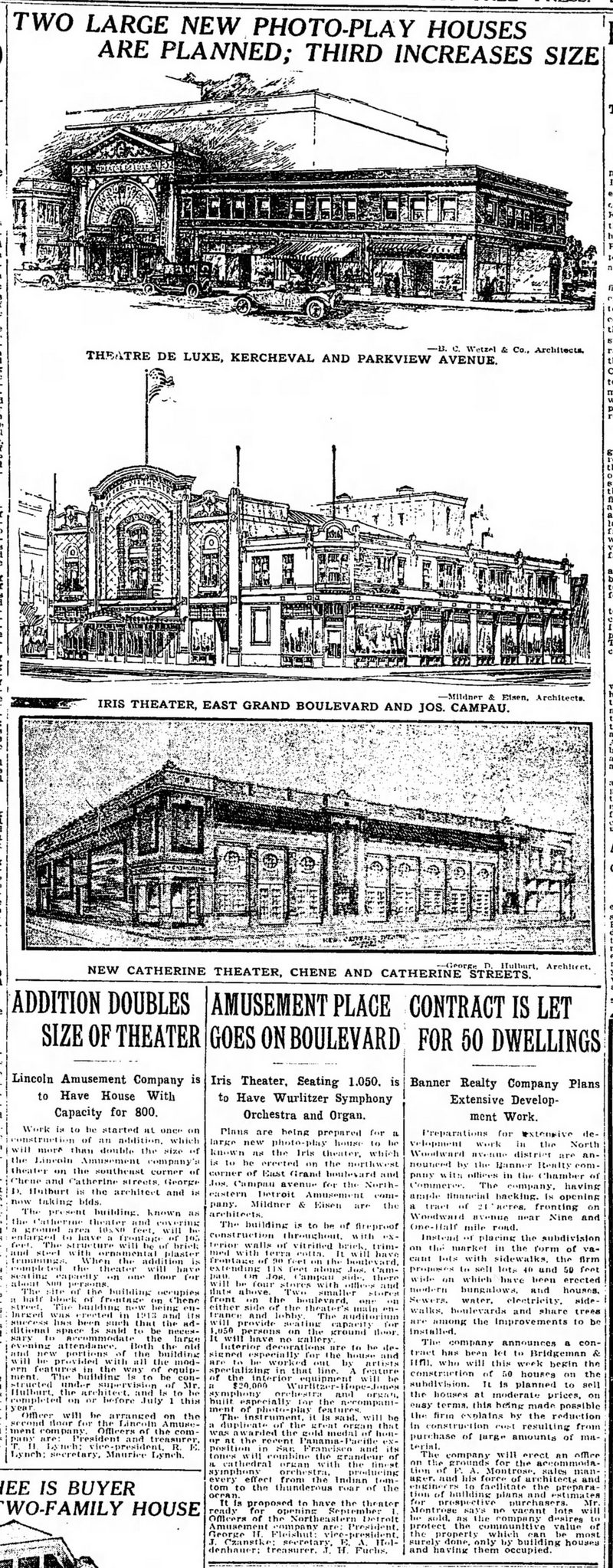 Mar 19 1916 article Iris Theatre, Detroit